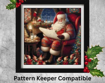 Checking the List, Cross Stitch Chart, full coverage, pattern keeper