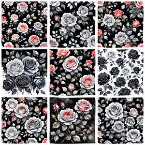 Roses Digital Papers, Vintage Rose Design Paper Pack, Botanical Digital ...