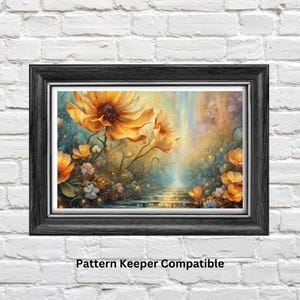 Floral Path Cross Stitch Pattern: Flower Needlework Design (PDF Pattern)