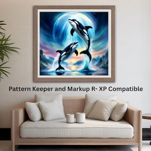 Dancing Whales Cross Stitch Pattern: Ocean Nautical Design (PDF)