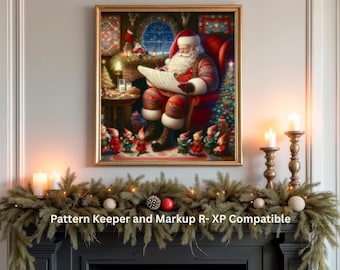 Santa Claus 2, Cross Stitch Chart: Christmas Pattern (PDF) full coverage