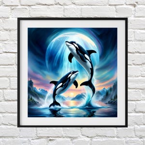 Dancing Whales Cross Stitch Pattern: Ocean Nautical Design (PDF)