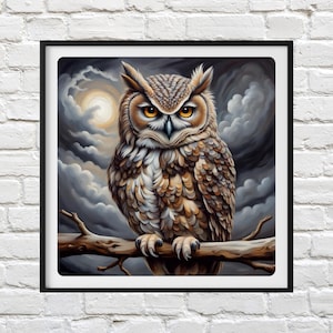 Owl Serenity, Owl Cross Stitch Chart Printable, Bird Embroidery Pattern, DIY Needlework Design, Cute Animal Cross Stitch, Digital Download