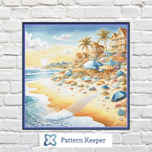 Beach Cross Stitch Pattern: Coastal Seaside Needlework (PDF Pattern)