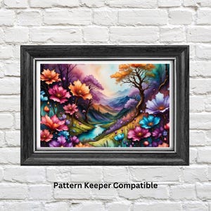 Abstract Floral Cross Stitch Pattern: Modern Needlework (PDF Pattern)