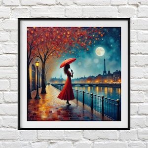 Girl With Umbrella Cross Stitch Chart: Embroidery Pattern (PDF)
