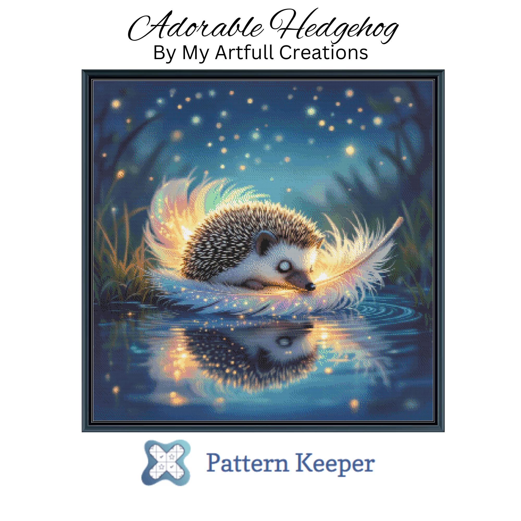 ハリネズミページ ハリネズミのクロスステッチパターン：動物の針仕事DIY刺繍（PDF