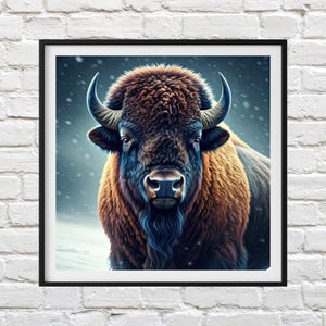 Bison Portrait Cross Stitch Pattern: Wildlife Needlework (Digital Download)
