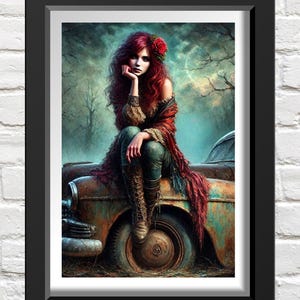Gypsy Rose, Gypsy Cross Stitch Chart, Padrão de bordado Boho, Artesanato DIY, Design de bordado, Arte de costura, Presente para artesãos