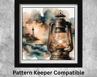 Coastal Lighthouse, Cross Stitch Chart, Full Coverage, Pattern Keeper