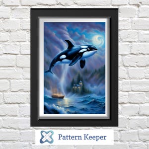 Killer Whale, Whale Cross Stitch Chart, Nautical Embroidery Pattern, Ocean Animal Decor, DIY Whale Art, Crafts Supplies, Sea Lover Gift