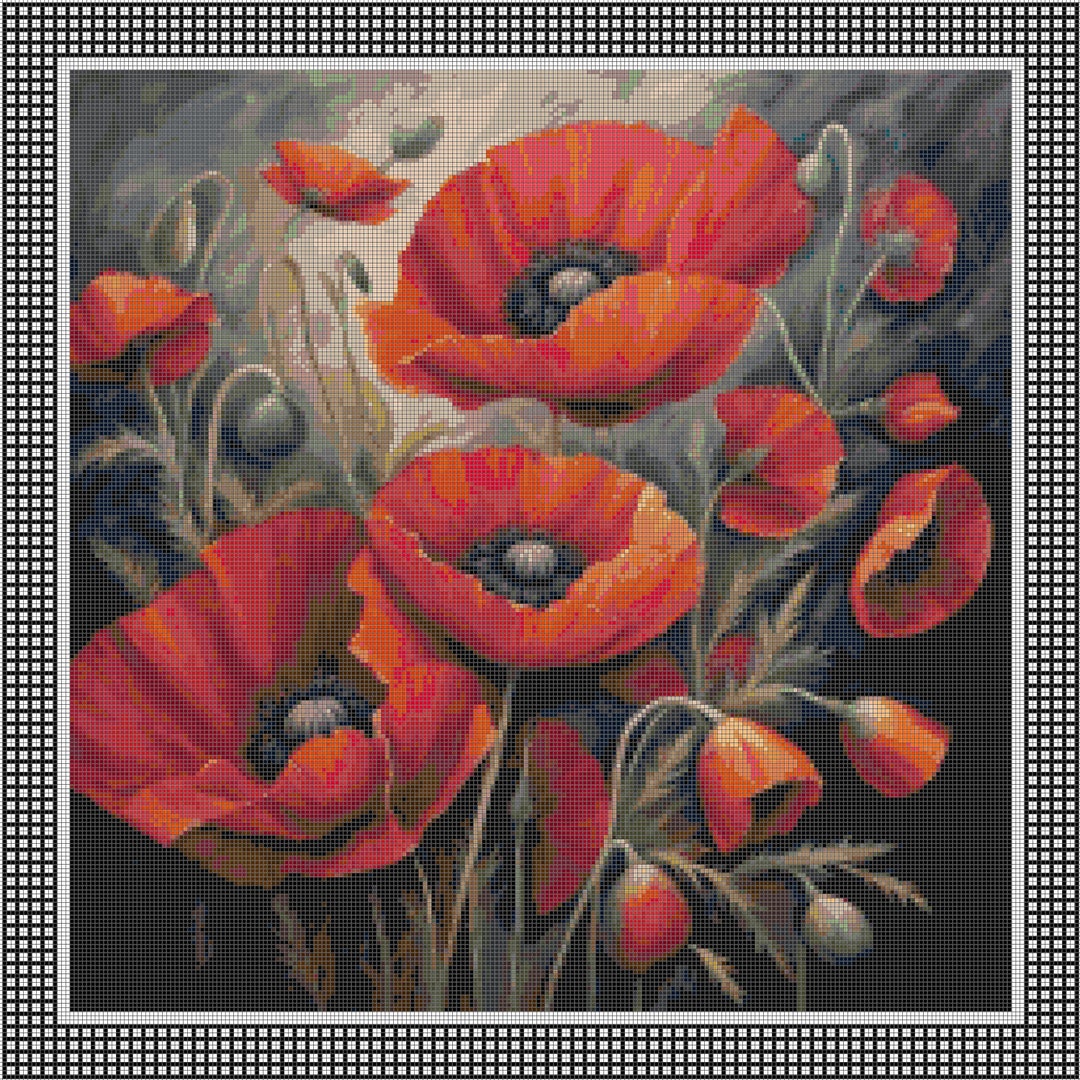 Poppy 2 Cushion Cross Stitch Pattern Cushion Design Digital Etsy