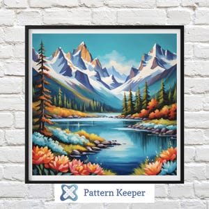 Aquarell Berge 3, Malerische Kreuzstich Berg Karte, Aquarell Landschaft Handarbeitsmuster, DIY Handwerk Projekt