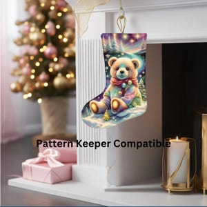 Cosmic Bear Christmas Stocking Cross Stitch Chart (PDF Pattern)