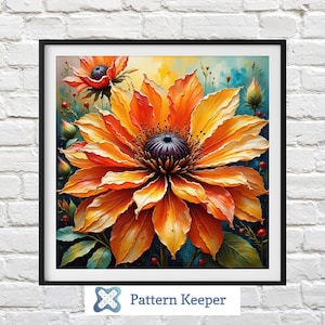 Floral Cross Stitch Pattern: Fancy Flower Embroidery (PDF Download)