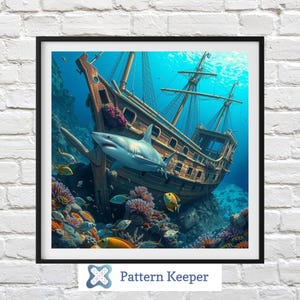 Shark Cross Stitch Pattern: Ocean Needlework Design (PDF Pattern)