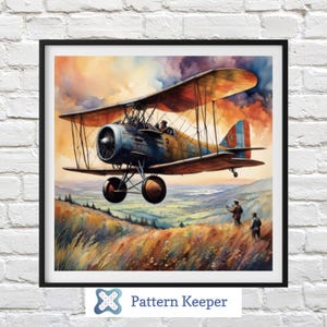 Vintage Airplane Cross Stitch Chart: Retro Aircraft Embroidery (PDF Pattern)