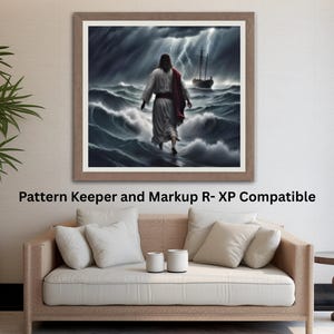 Kruissteekpatroon Jezus loopt op het water: religieus borduurwerk (pdf-patroon)