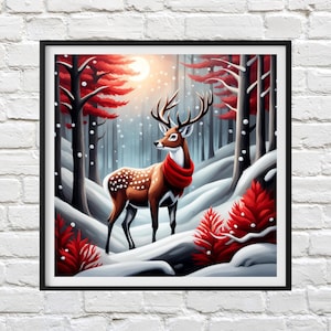 Christmas Deer Cross Stitch Pattern: Holiday Needlework (PDF)