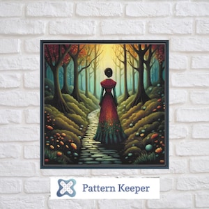 Abstract Lady Cross Stitch Chart: Modern Girl Needlework (PDF Pattern
