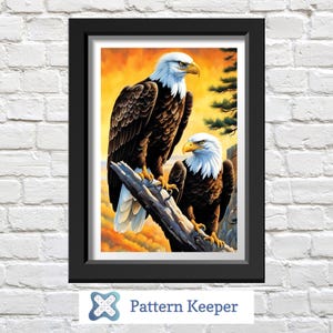 Adler auf einem Ast, Adler Kreuzstichvorlage, Natur Stickmuster, Vogel-Näharbeit-Design, DIY-Wohnkultur, Bastelgeschenk, für Stichliebhaber