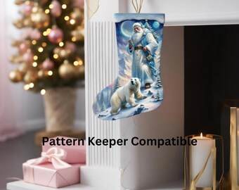 Patrón de punto de cruz para calcetín de Papá Noel: Patrón de bordado navideño (patrón en PDF)