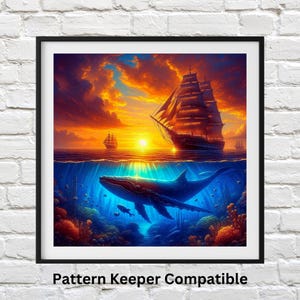 Deep Blue Sea Cross Stitch Chart: Ocean Marine Embroidery (PDF Pattern)