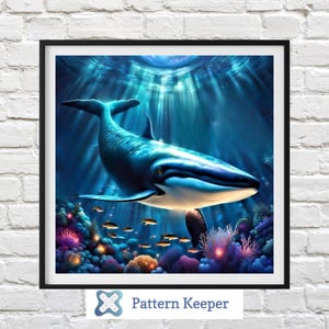 Graceful Whale Cross Stitch Chart: Nautical Ocean Pattern (PDF Pattern)