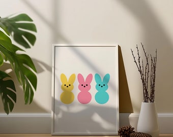 Easter Bunnies wall art Easter Bunny printable easter gift Cute Bunny Happy Easter Keepsake Memory Craft