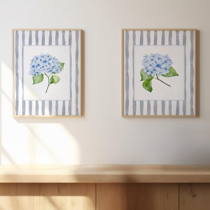Hydrangea Watercolor Print Set: Coastal Grandmother Style (Digital Download)