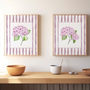 Hydrangea Watercolor Print Set: Coastal Grandmother Style (Digital Download)