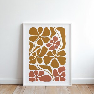 Burnt Orange Botanical Art Print: Mid Century Modern Abstract (Digital Download)
