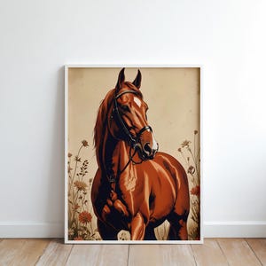 Vintage Horse Painting: Rustic Farmhouse Wall Art (Printable Digital Download)