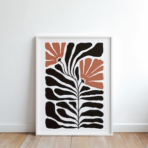 Moody Botanical Print: Abstract Floral Wall Art, Mid-Century Modern (Digital Download)