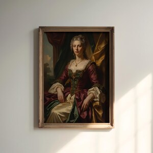 Baroque Vintage Noblewoman Portrait | Antique-Style Wall Art | European Classical Painting Printable