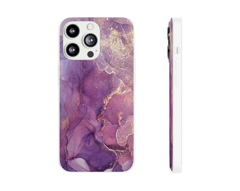 Phone Case, Purple and Gold Marbled, iPhone and Samsung, Glitter, iPhone 13, iPhone 12, iPhone 11, iPhone SE, Galaxy s22, Galaxy s10