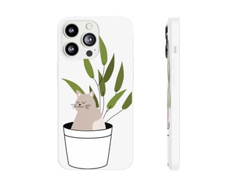 Cat Lover and Plant Parent Phone Case, iPhone and Samsung, Pink, Green, iPhone 13, iPhone 12, iPhone 11, Galaxy s22, Galaxy s10, Galaxy SE