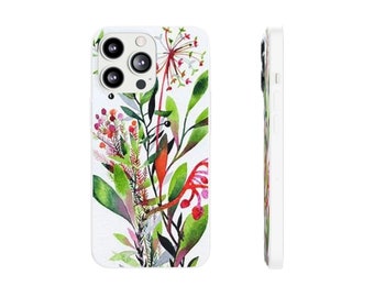 Phone Case, Floral Design, White Green and Pink, iPhone and Samsung, iPhone 13, iPhone 12, iPhone 11, Galaxy s22, Galaxy s10, Galaxy SE