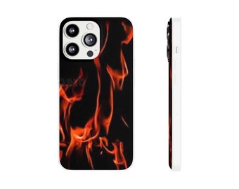 Phone Case, Fire, Black and Orange, iPhone and Samsung, iPhone 13, iPhone 12, iPhone 11, iPhone 8, Galaxy s22, Galaxy s10, Galaxy SE