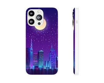 Phone Case, Cityscape, Purple and Blue Sunset, iPhone and Samsung, iPhone 13, iPhone 12, iPhone 11, Galaxy s22, Galaxy s10, Galaxy SE