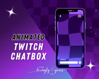 Purple Black Wavy Checkered Phone Chat Widget Twitch Overlay Vtuber Assets Twitch Chat PNG Chatbox Twitch Chat Widget Twitch Overlay