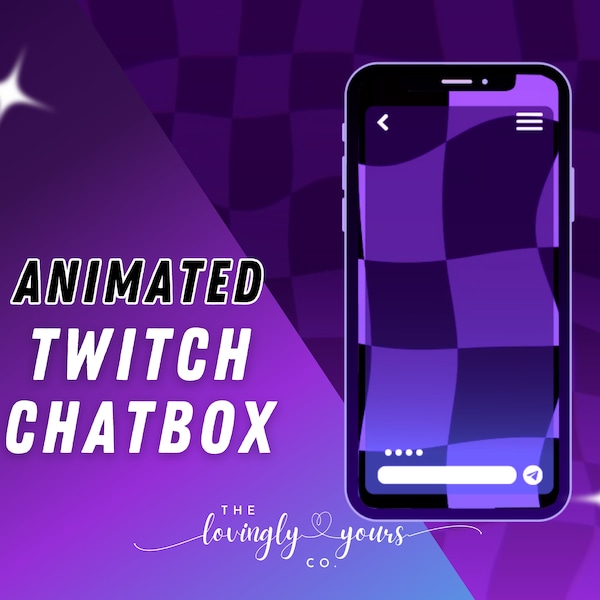 Purple Black Wavy Checkered Phone Chat Widget Twitch Overlay Vtuber Assets Twitch Chat PNG Chatbox Twitch Chat Widget Twitch Overlay