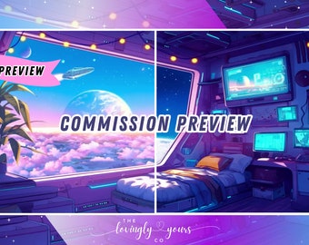 Custom Commission Background Cozy Anime Style Spaceship Bedroom Vtuber Background Twitch Overlay Seamless Loop | Cozy Spaceship | snarficus