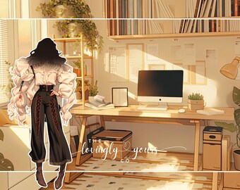 Animated Lofi Video Background Cozy Anime Style Study Room Vtuber Background Twitch Overlay Seamless Loop | Cozy Lofi Study Room