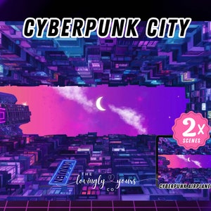 Animated Background Cyberpunk Vtuber Background Twitch Overlay Background Cyberpunk Animated Zoom Background Cyberpunk City Airplane
