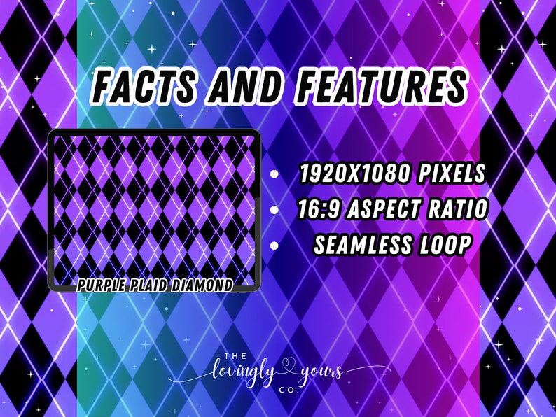 Plaid Pattern Animated Background Aesthetic Vtuber Background Purple ...