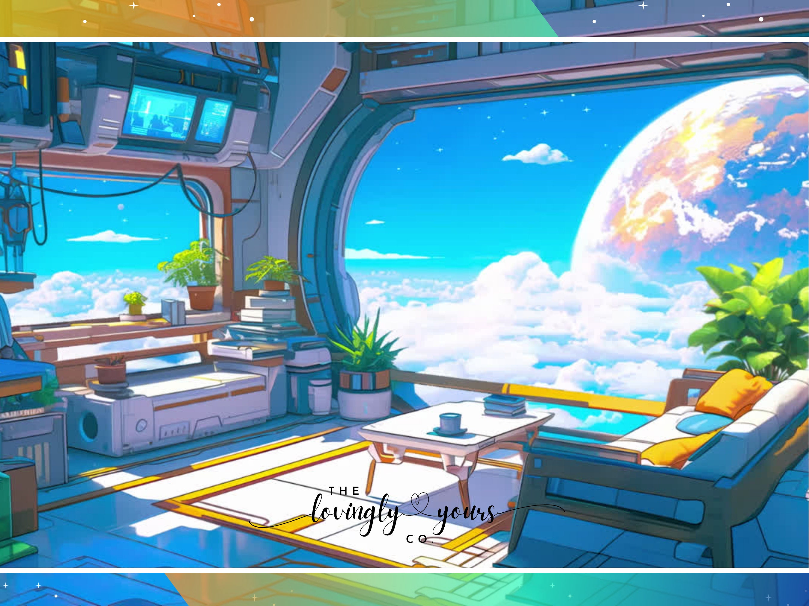 Solarpunk Living Room Animated Lofi Video Background Cozy Anime Style ...