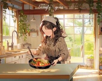 Animated Lofi Room Background Cozy Anime Style Room Vtuber Background Twitch Overlay Seamless Loop Chef Vtuber Cook | Lofi Kitchen