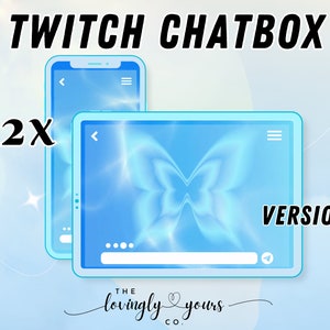 Twitch Chat PNG Download digitale Stream Sub Chatbox Bit Twitch Chat Widget Twitch Overlay / Y2K Blue Butterfly