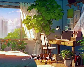 4k Animated Lofi Bedroom Background Cozy Anime Style Room Vtuber Background Twitch Overlay Seamless Loop